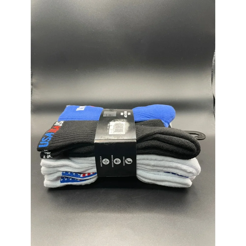 FIFA World Cup 26 USA Womens Crew Socks 6 Pair Pack White Blue Black Size 5-10